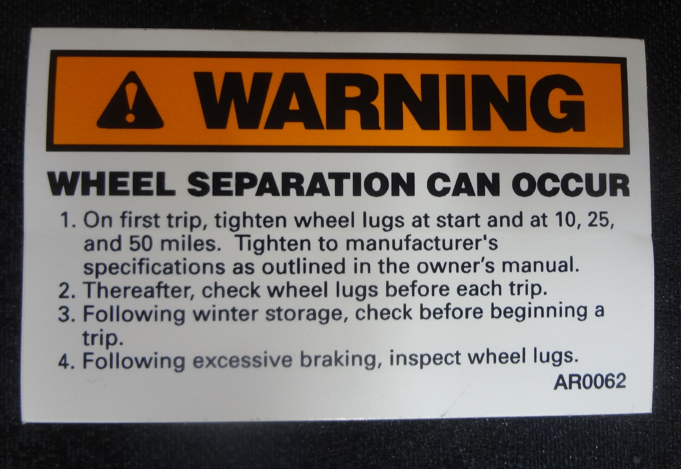 Airstream Label Wheel Torque Warning 386193