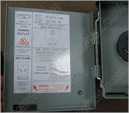 30 Amp 120 Volt Rec Box 55-9080
